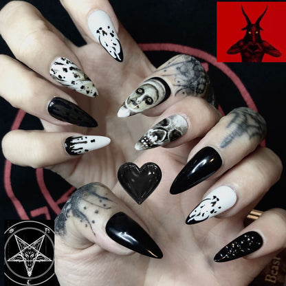 Dark Punk Skull Wear Manicure Fake Nails
