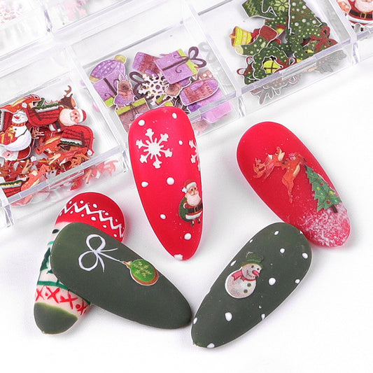 Manicure Wood Pulp Piece Butterfly Color Little Flower Christmas Halloween Nail Ornament Set