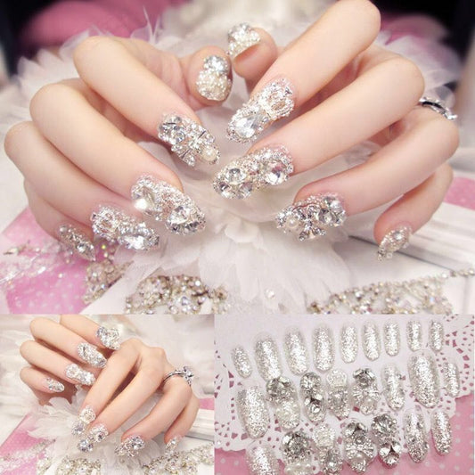 Nail Art Finished Crown Bow Knot Drill Fake Nail Patch